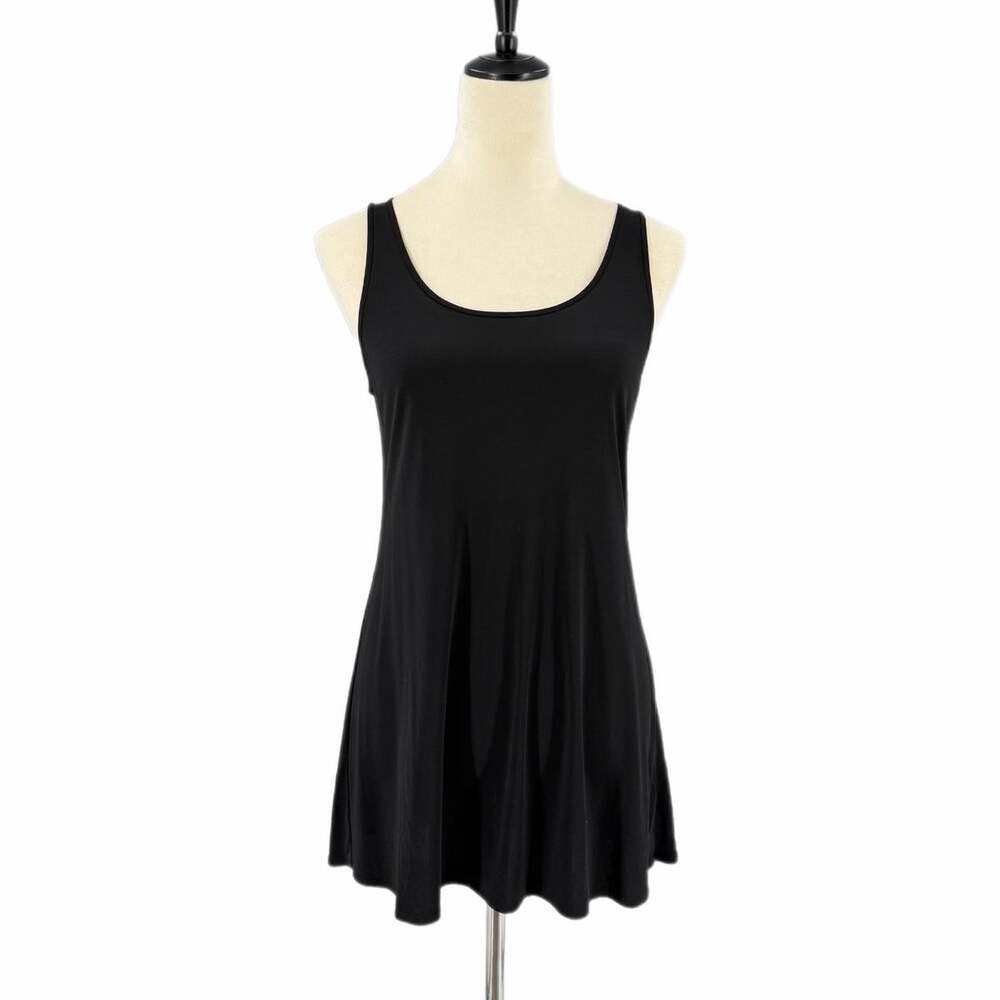 Eileen Fisher Black Knit Silk Layering Minimalist Simple Timeless Cami Tank Top